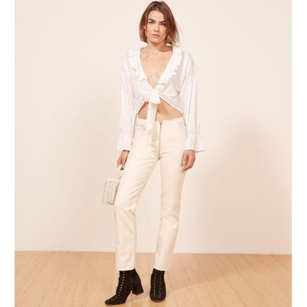 Reformation zipper jeans ivory size 25